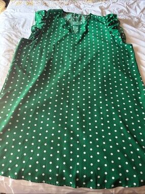 SHEIN Green Polka Dot Ruffle Sleeve Dress